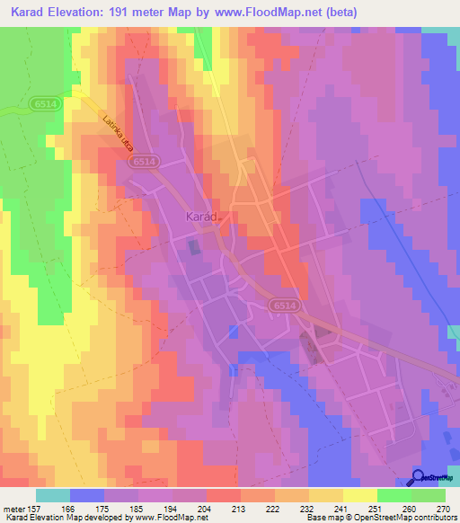 Karad,Hungary Elevation Map