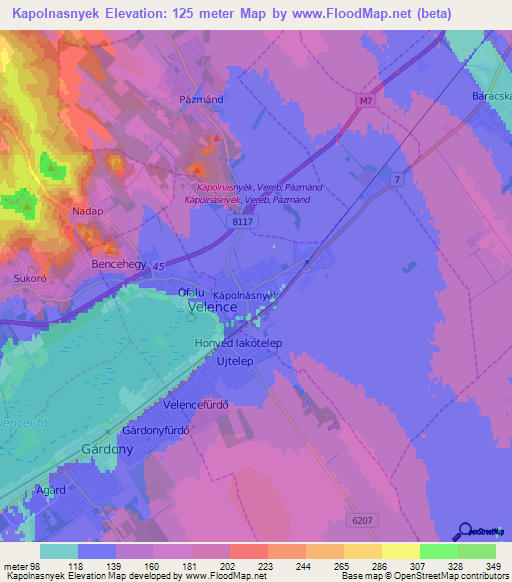 Kapolnasnyek,Hungary Elevation Map