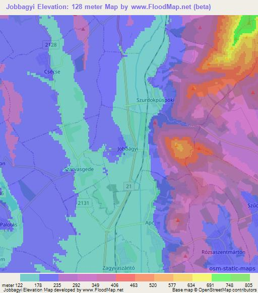 Jobbagyi,Hungary Elevation Map
