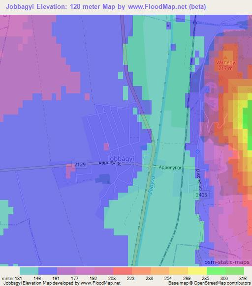 Jobbagyi,Hungary Elevation Map