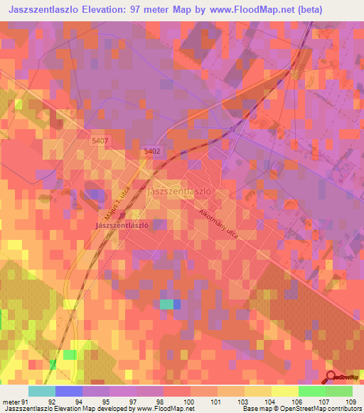 Jaszszentlaszlo,Hungary Elevation Map