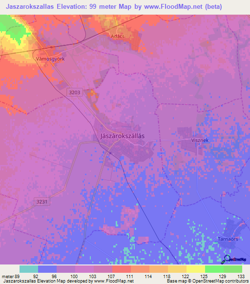 Jaszarokszallas,Hungary Elevation Map