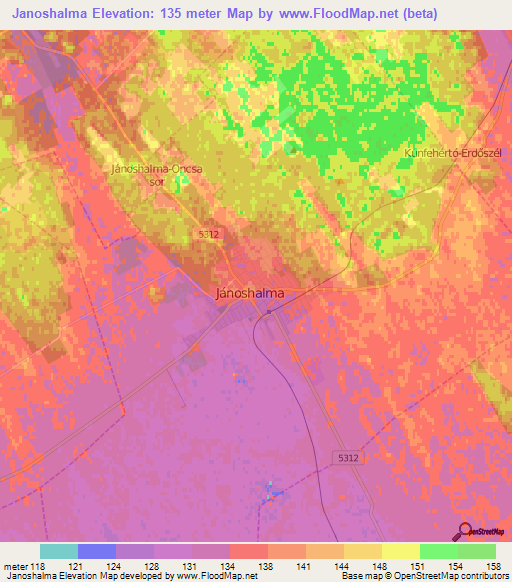 Janoshalma,Hungary Elevation Map