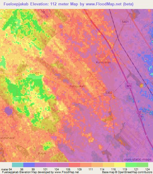 Fueloepjakab,Hungary Elevation Map