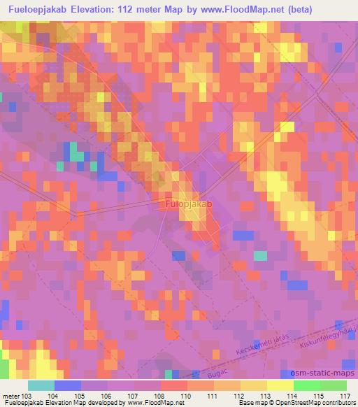 Fueloepjakab,Hungary Elevation Map