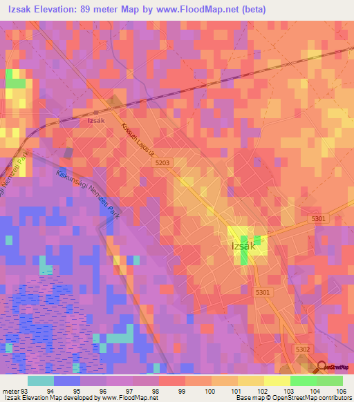 Izsak,Hungary Elevation Map