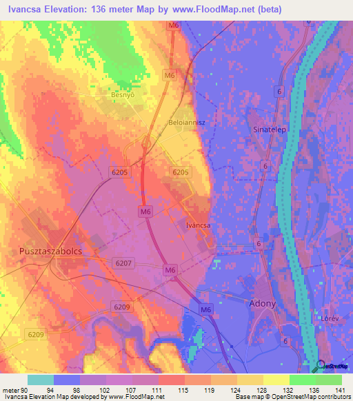 Ivancsa,Hungary Elevation Map