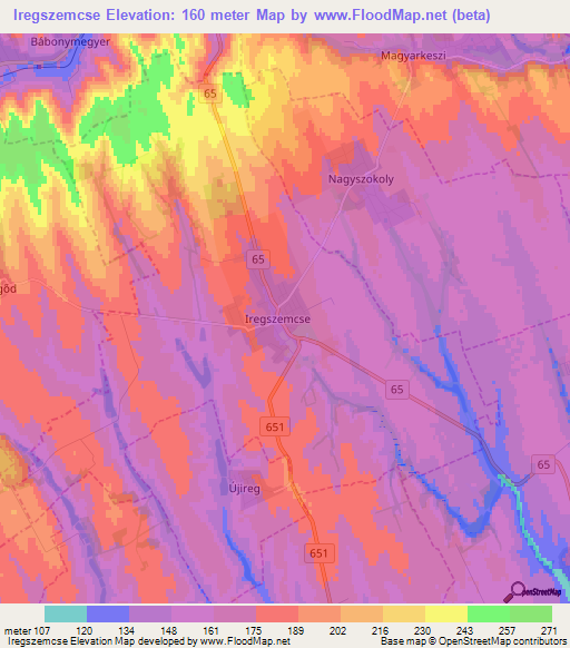Iregszemcse,Hungary Elevation Map