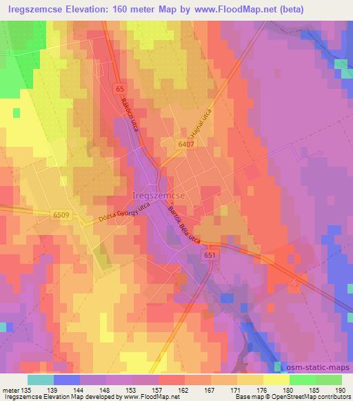 Iregszemcse,Hungary Elevation Map