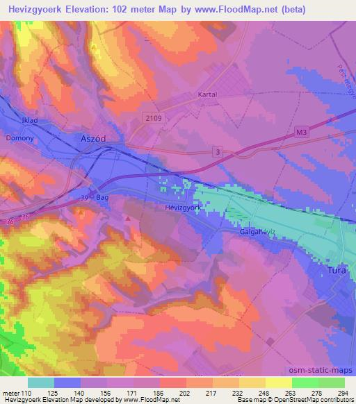Hevizgyoerk,Hungary Elevation Map