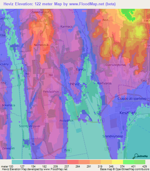 Heviz,Hungary Elevation Map
