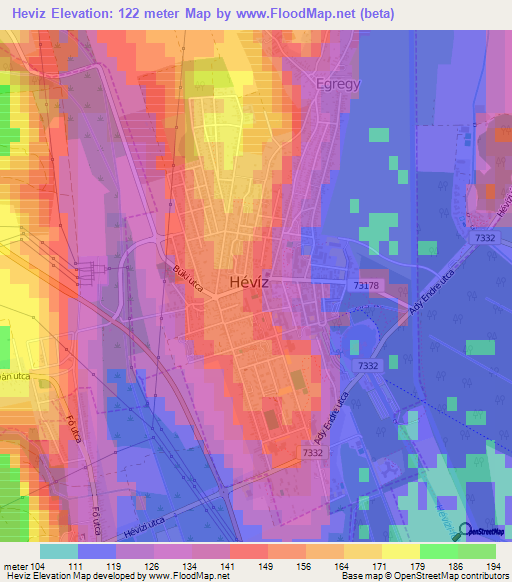 Heviz,Hungary Elevation Map