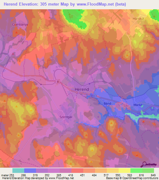 Herend,Hungary Elevation Map