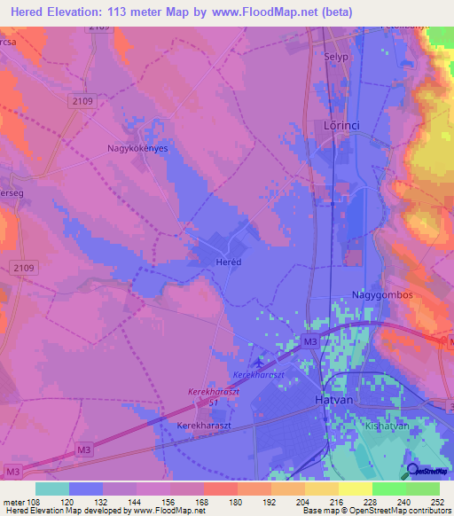 Hered,Hungary Elevation Map