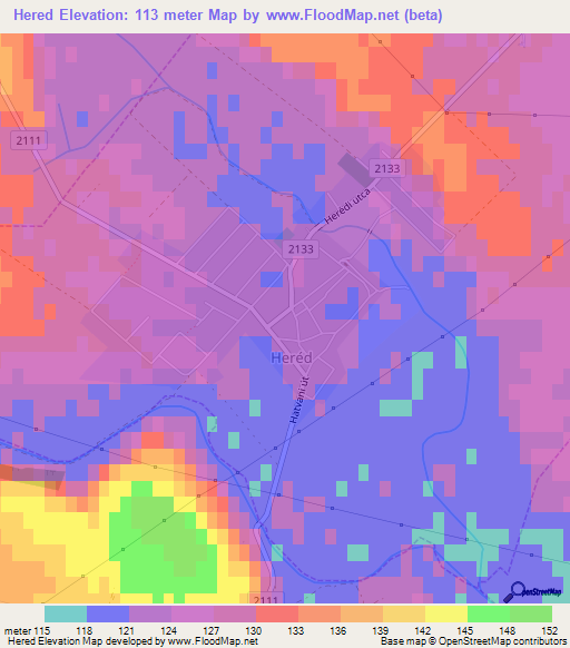 Hered,Hungary Elevation Map