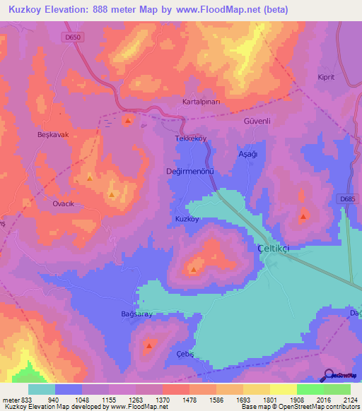 Kuzkoy,Turkey Elevation Map