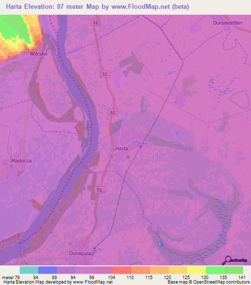 Harta,Hungary Elevation Map