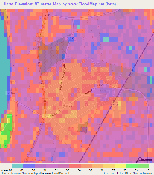 Harta,Hungary Elevation Map