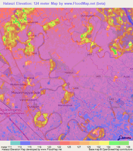 Halaszi,Hungary Elevation Map