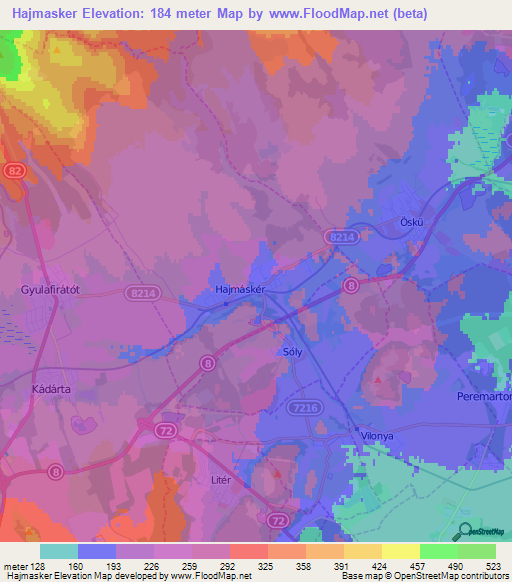 Hajmasker,Hungary Elevation Map