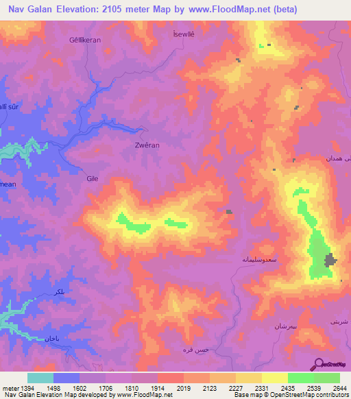 Nav Galan,Iran Elevation Map