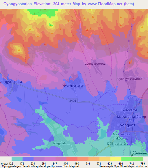 Gyongyostarjan,Hungary Elevation Map