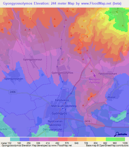 Gyongyossolymos,Hungary Elevation Map