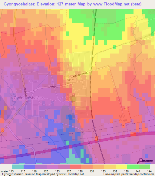 Gyongyoshalasz,Hungary Elevation Map