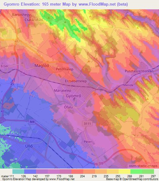 Gyomro,Hungary Elevation Map
