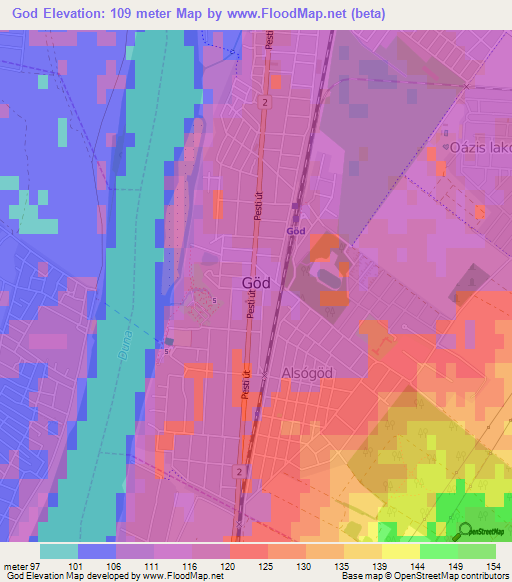 God,Hungary Elevation Map