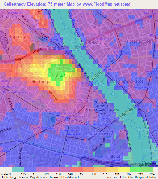 Gellerthegy,Hungary Elevation Map