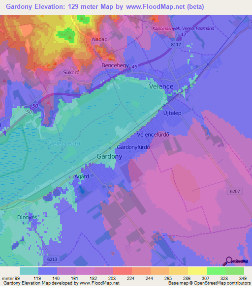 Gardony,Hungary Elevation Map