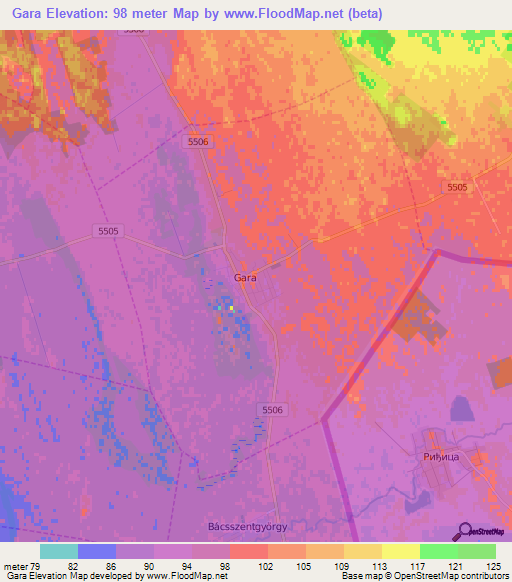 Gara,Hungary Elevation Map