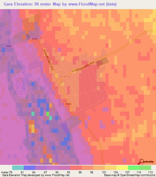 Gara,Hungary Elevation Map
