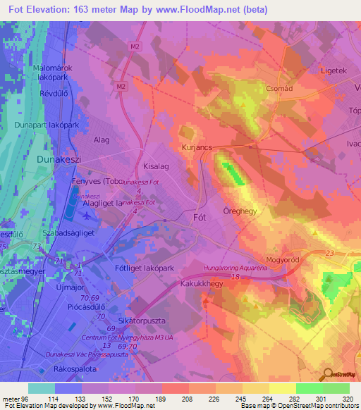 Fot,Hungary Elevation Map