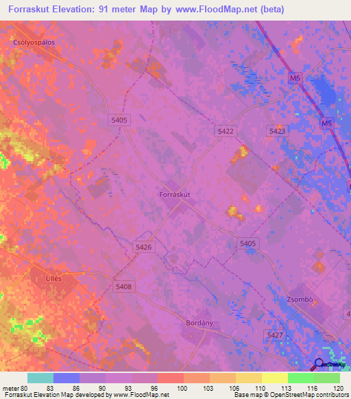 Forraskut,Hungary Elevation Map