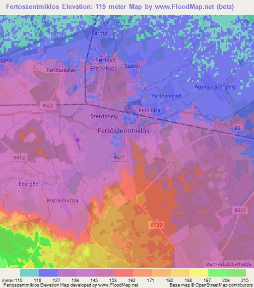 Fertoszentmiklos,Hungary Elevation Map