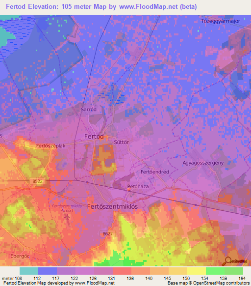 Fertod,Hungary Elevation Map