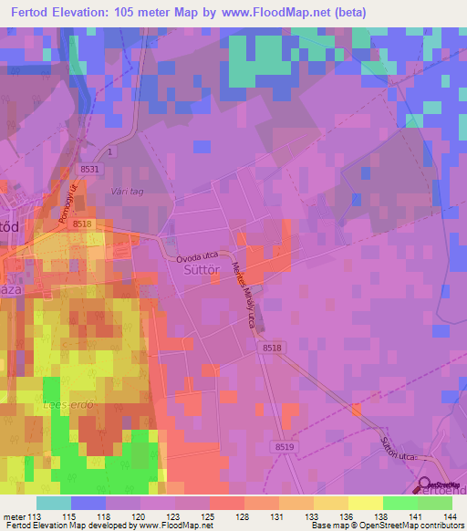 Fertod,Hungary Elevation Map