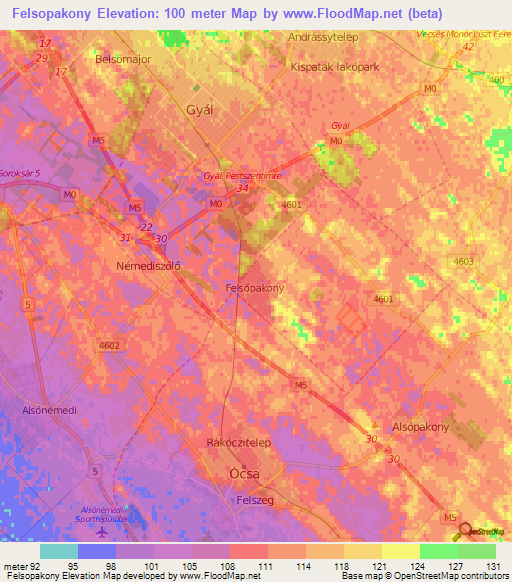 Felsopakony,Hungary Elevation Map