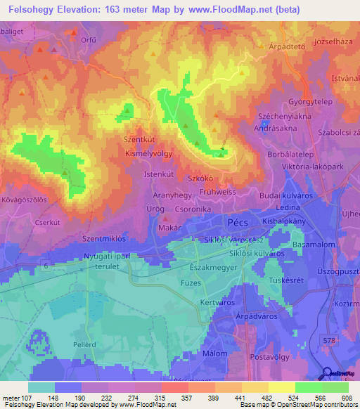 Felsohegy,Hungary Elevation Map
