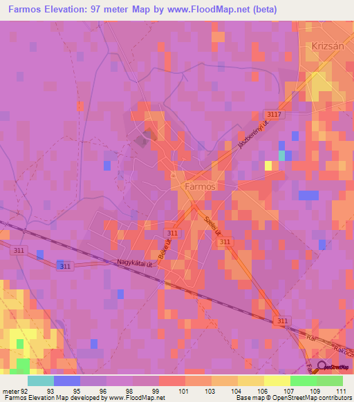 Farmos,Hungary Elevation Map