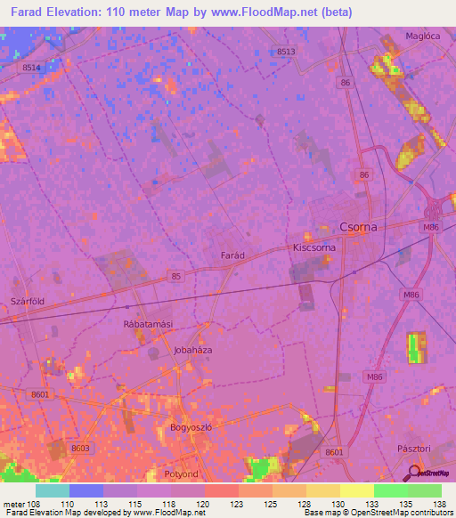 Farad,Hungary Elevation Map