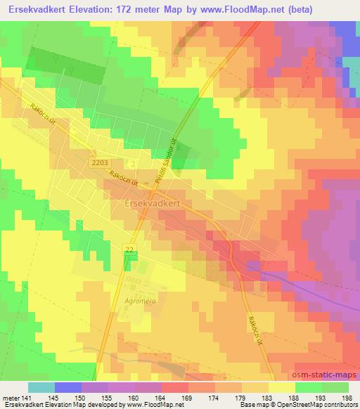Ersekvadkert,Hungary Elevation Map