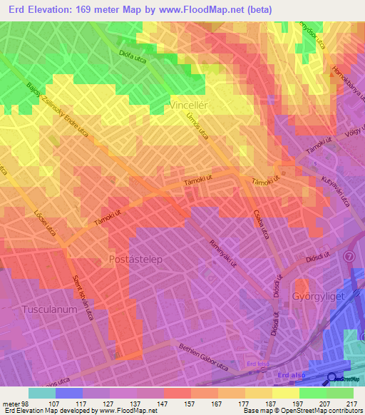 Erd,Hungary Elevation Map