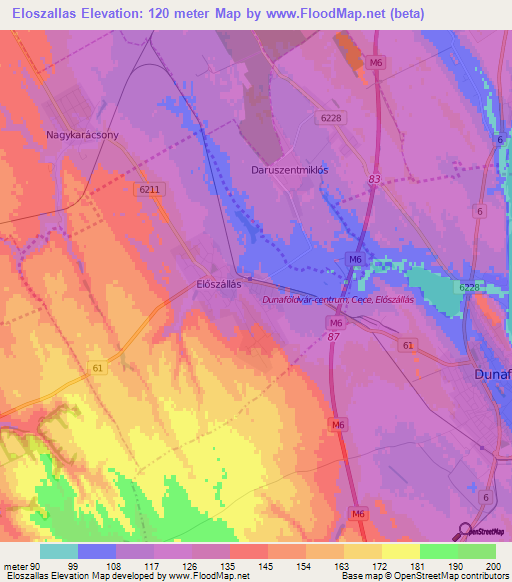 Eloszallas,Hungary Elevation Map