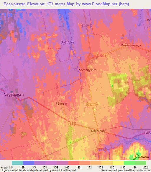 Eger-puszta,Hungary Elevation Map