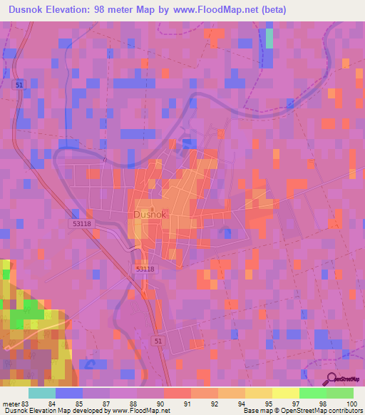 Dusnok,Hungary Elevation Map