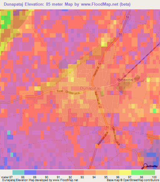 Dunapataj,Hungary Elevation Map