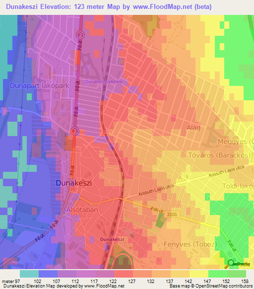 Dunakeszi,Hungary Elevation Map